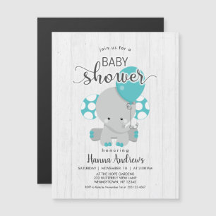 Invitación a Baby Shower de Elefante Verde azulado