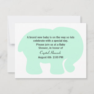Invitación a Baby Shower de Elefante Verde de Mint