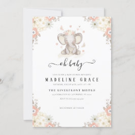 Invitación a Baby Shower de Elephant Baby Girl