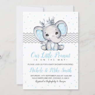 Invitación a Baby Shower de Elephant Blue Boy