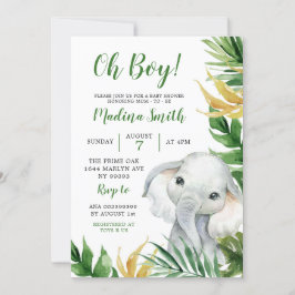 Invitación a Baby Shower de Elephant Boy Tropical