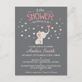 Invitación a Baby Shower de Elephant Chica