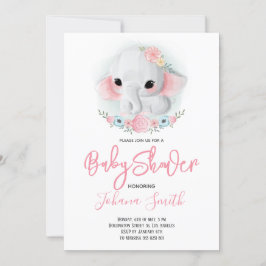Invitación a Baby Shower de Elephant chica Floral