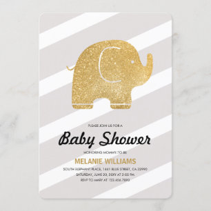 Invitación a Baby Shower de Elephant Gray Purpurin