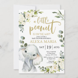 Invitación a Baby Shower de Elephant Greenery Pean