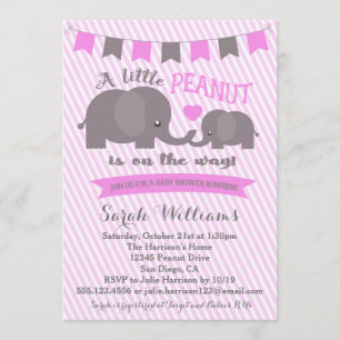 Invitación a Baby Shower de Elephant Peanut Chica 