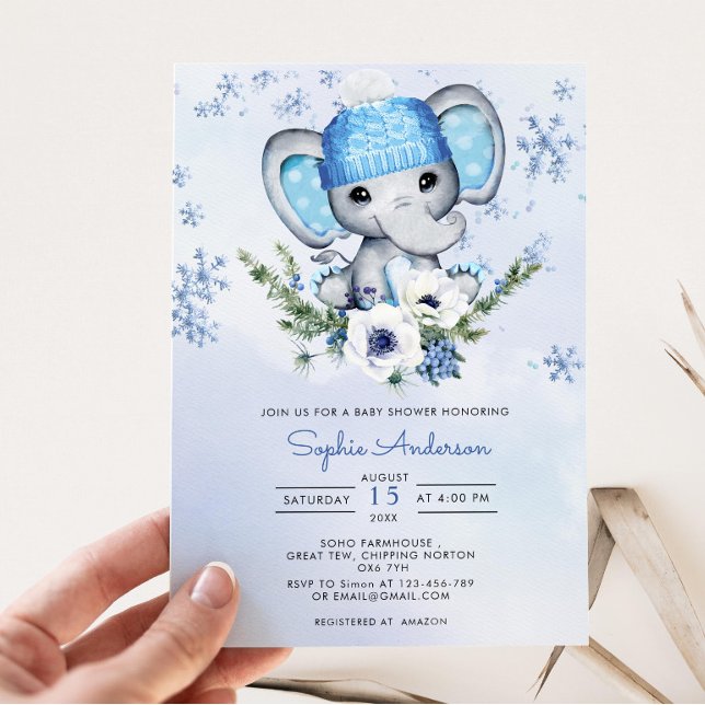 Invitación a Baby Shower de Elephant Snowflake par (Subido por el creador)