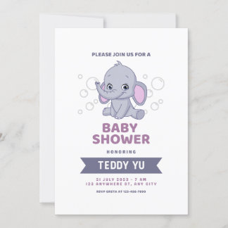 Invitación a Baby Shower de Elephant Watercolor de