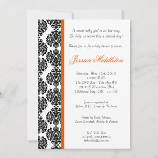 Invitación a Baby Shower de encaje de damasco de N