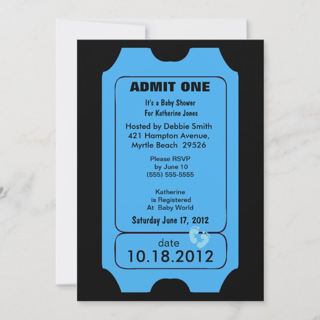 Invitación a Baby Shower de entradas de admisión a (Anverso)