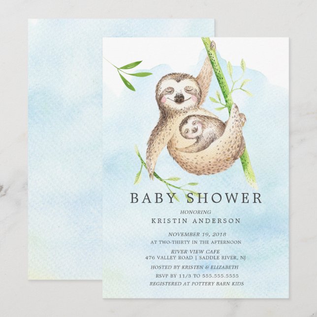 Invitación a Baby Shower de eslora corta (Anverso / Reverso)
