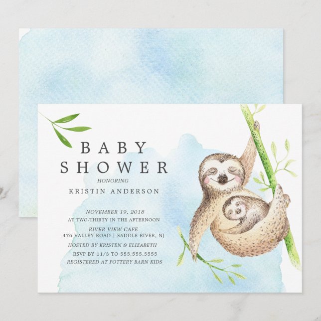 Invitación a Baby Shower de eslora corta (Anverso / Reverso)