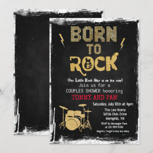 Invitación a baby shower de estrella de rock nacid