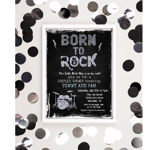 Invitación a baby shower de estrella de rock nacid