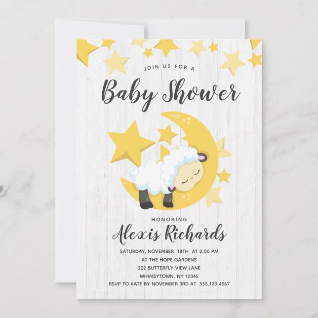 Invitación a Baby Shower de estrellas celestes de  (Anverso)