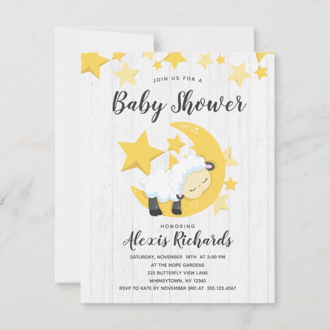 Invitación a Baby Shower de estrellas celestes de  (Anverso)