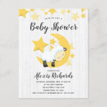 Invitación a Baby Shower de estrellas celestes de 