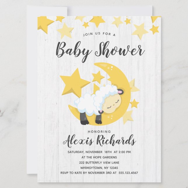 Invitación a Baby Shower de estrellas celestes de  (Anverso)
