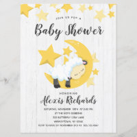 Invitación a Baby Shower de estrellas celestes de 