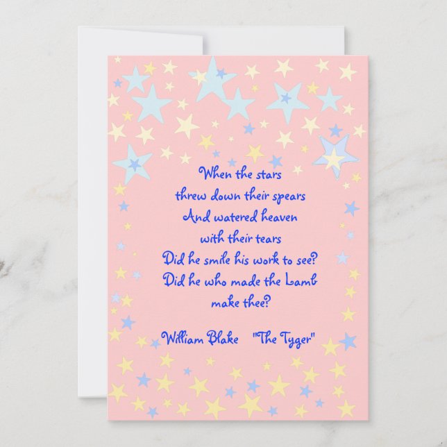 Invitación a Baby Shower de Estrellas rosas (Anverso)