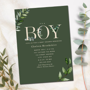 Invitación a Baby Shower de Eucalyptus Green Beige