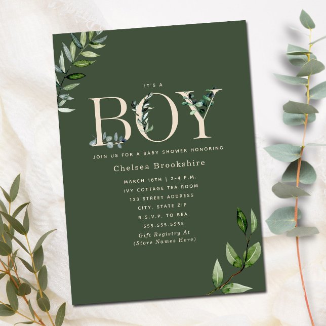 Invitación a Baby Shower de Eucalyptus Green Beige (Subido por el creador)