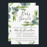 Invitación a Baby Shower de Eucalyptus Greenery<br><div class="desc">Dólar plateado de moda y moda y invitación a la ducha de bebé con eucalipto florido. Personalice el estilo,  el color y el tamaño del tipo de letra del texto. También se puede personalizar el color de fondo.</div>
