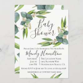 Invitación a Baby Shower de Eucalyptus Greenery