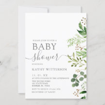Invitación a Baby Shower de Eucalyptus Greenery