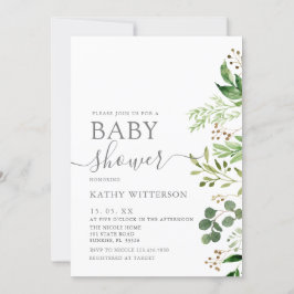 Invitación a Baby Shower de Eucalyptus Greenery