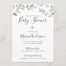 Invitación a Baby Shower de Eucalyptus Watercolor
