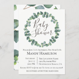 Invitación a Baby Shower de Eucalyptus Wreath