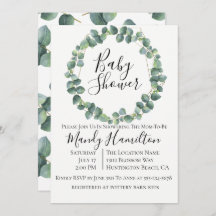 Invitación a Baby Shower de Eucalyptus Wreath