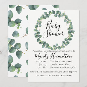 Invitación a Baby Shower de Eucalyptus Wreath