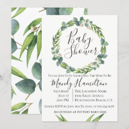 Invitación a Baby Shower de Eucalyptus Wreath