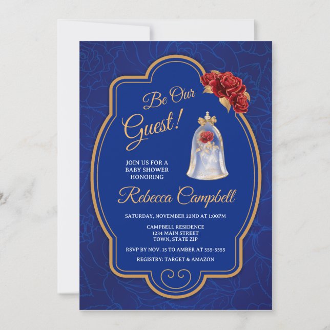 Invitación a Baby Shower de Fairytale Rosa encanta (Anverso)