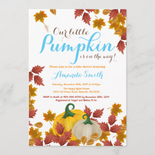 Invitación a Baby Shower de Fall Pumpkin Blue Boy