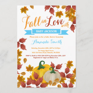 Invitación a Baby Shower de Fall Pumpkin Blue Boy