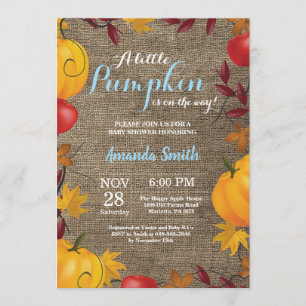 Invitación a Baby Shower de Fall Pumpkin Burlap Bo