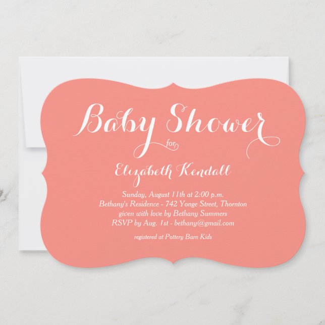 Invitación a Baby Shower de Fancy Coral (Anverso)