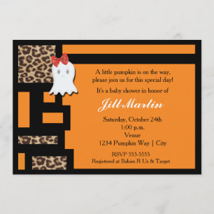 Invitación a baby shower de fantasma de Halloween