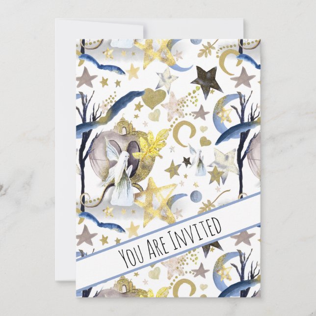*~ Invitación a Baby Shower de Fantasy Fairy Stars (Anverso)