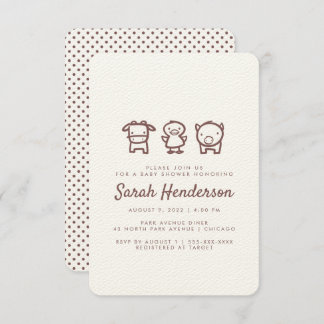 Invitación a Baby Shower de Farm Animal Doodles