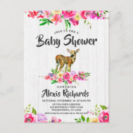 Invitación a Baby Shower de Fawn Watercolor Floral