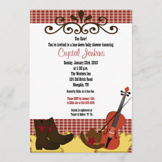 Invitación a Baby Shower de Fiddle, Gorra y Boots 