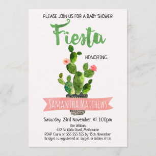Invitación a Baby Shower de Fiesta Cactus