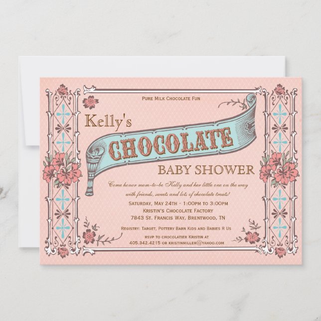 Invitación a Baby Shower de Fiesta de chocolate (Anverso)