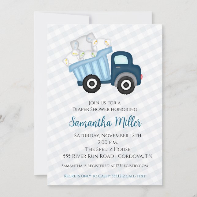 Invitación a Baby Shower de Fiesta de pañales (Anverso)