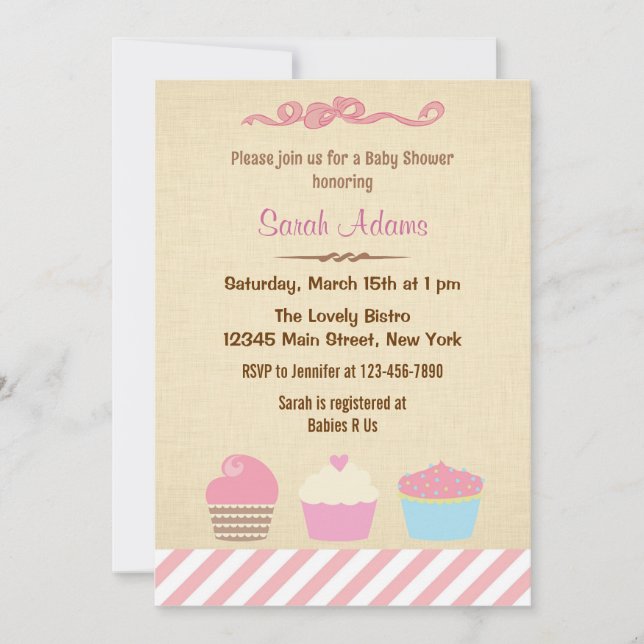 Invitación a Baby Shower de Fiesta de pastel (Anverso)