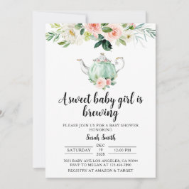 Invitación a Baby Shower de Fiesta de té